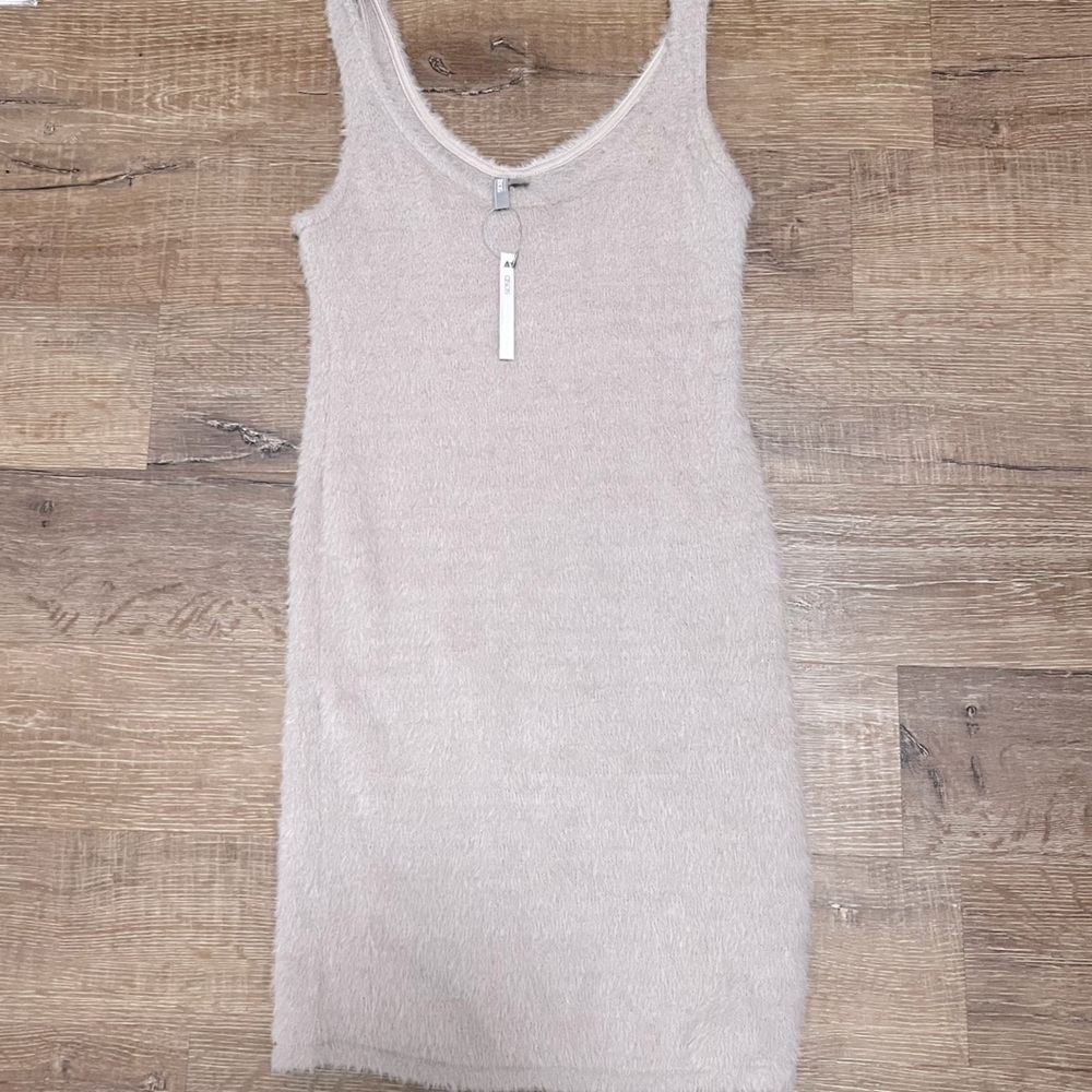 ASOS Tan Fuzzy Sweater Dress Size US 6 NWT